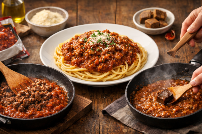 レトルトミートソースを美味しくする簡単アレンジ集｜ひき肉追加・カレー化も紹介