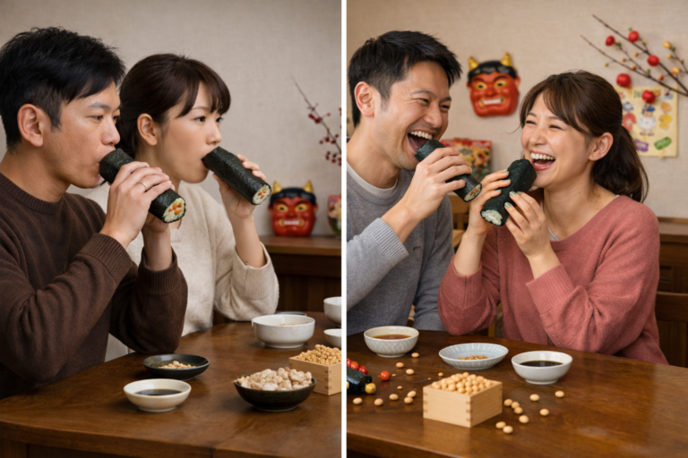 恵方巻きは笑いながら食べる地域がある？黙って食べるルールとの違いを解説